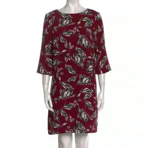 Burgundy Hobbs London 2/4 length sleeved shift dress